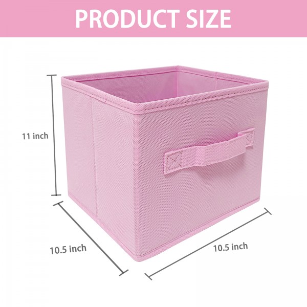 EBIGIC Pink Bins[6 Pack] 9.0"x7.5"x7.5" Small Size Fabirc Foldable Closet Toy Organizer Collapsible Cloth