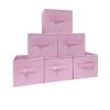 EBIGIC Pink Bins[6 Pack] 9.0"x7.5"x7.5" Small Size Fabirc Foldable Closet Toy Organizer Collapsible Cloth
