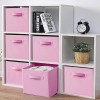 EBIGIC Pink Bins[6 Pack] 9.0"x7.5"x7.5" Small Size Fabirc Foldable Closet Toy Organizer Collapsible Cloth