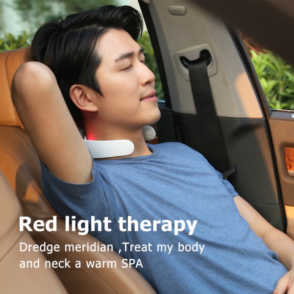 Blutooth Music Wireless Red Light Therapy Neck Massager with 6 Massage Modes,16 Gears Massage Strength and Speech Control Broadcast