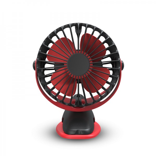 upHere Desk Fan Camping - Rechargeable Battery Operated Clip on Fan with 4 Mode Home Office Table Strong Wind Personal Fan for Stroller Car 360 Degree Rotation Portable USB Fan Black and Red