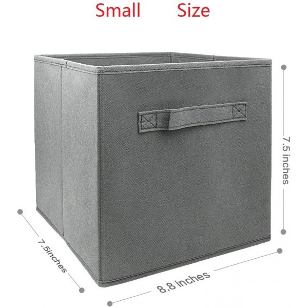 Cube Storage Bins Small 8.8"x7.5"x7.5" Fabirc Foldable Closet Toy Organizer Collapsible Cloth Gray