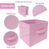 EBIGIC Pink Bins[6 Pack] 9.0"x7.5"x7.5" Small Size Fabirc Foldable Closet Toy Organizer Collapsible Cloth